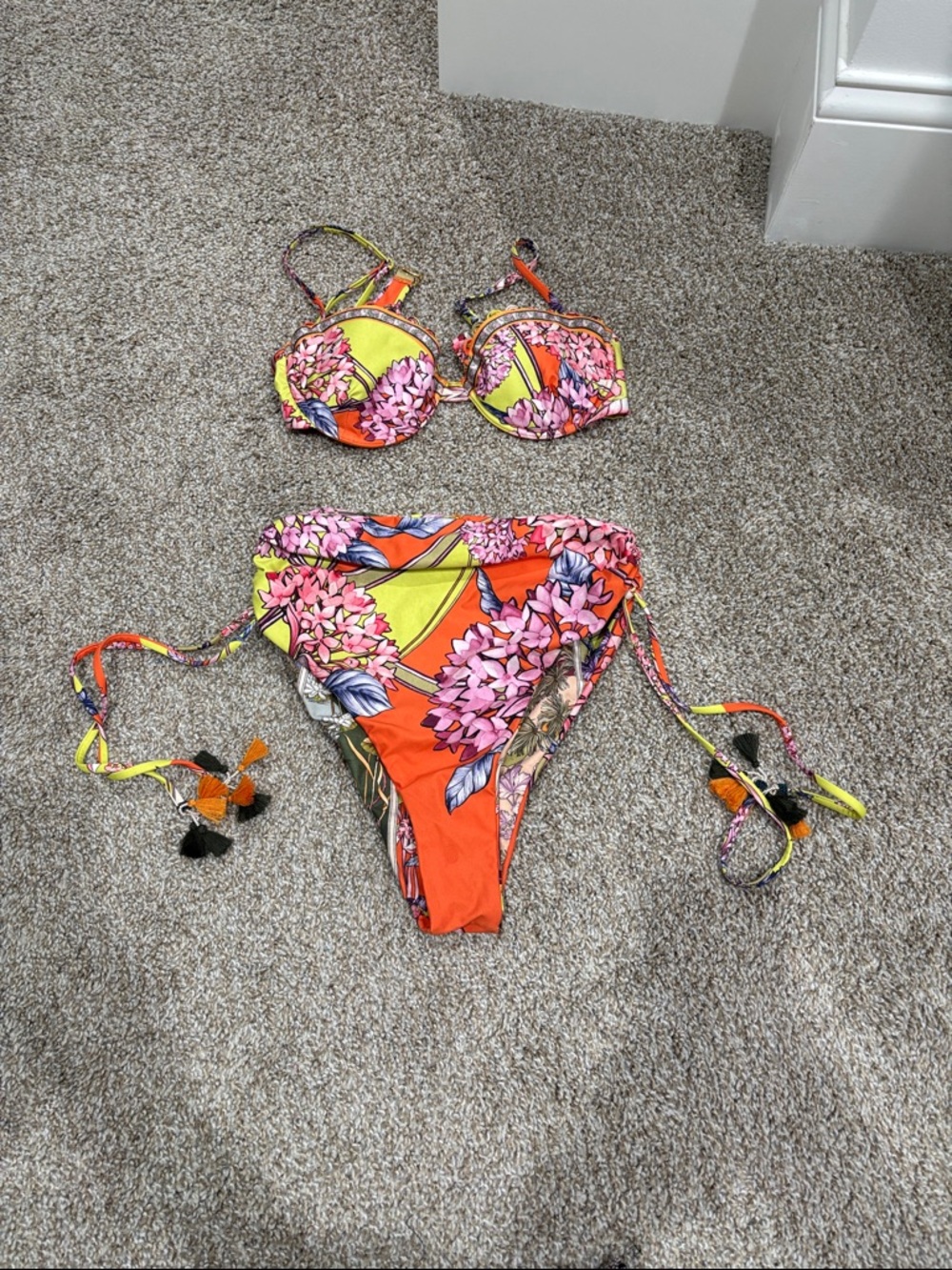 Agua Bendita Orange & Yellow Floral Bikini Set